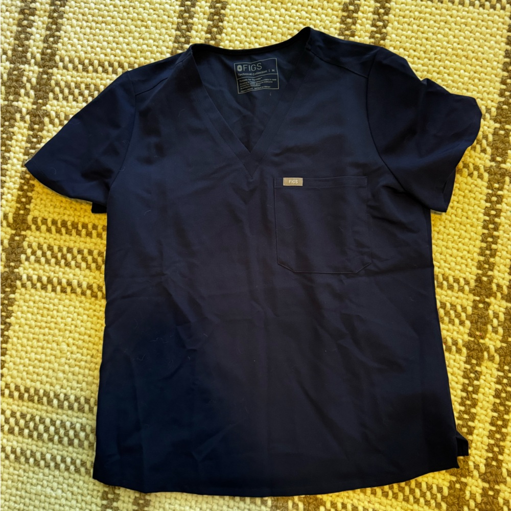 Figs scrubs top in navy blue
